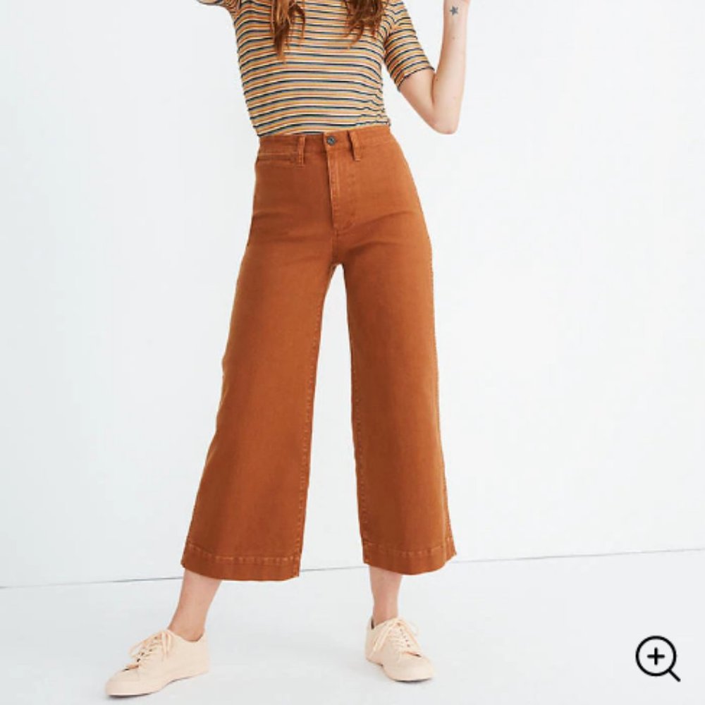 Madewell Emmett Wide-Leg Crop Pants 26 Warm Coffee